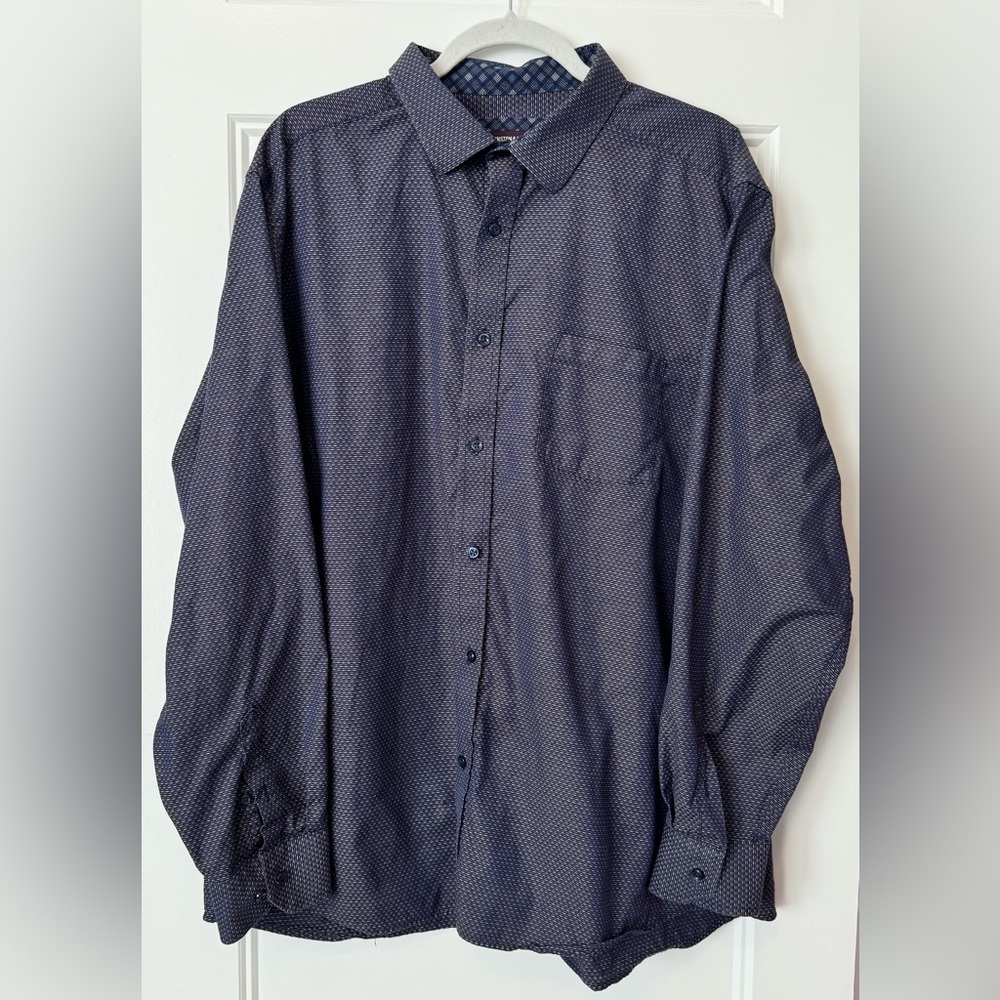 Johnston & Murphy Button Down Shirt XXL Micro Geometric Print Long Sleeve